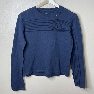 Armani Exchange Sweater Mens Small Blue Crew Neck Long Sleeve Casual